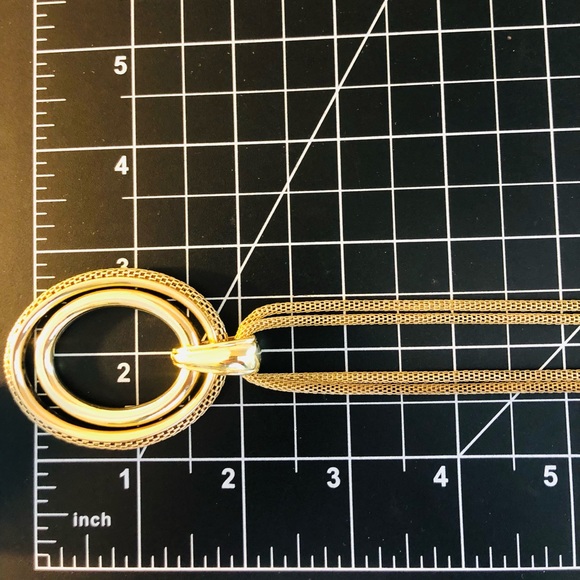 Vintage Gold Mesh Double Pendant Necklace - Picture 6 of 10